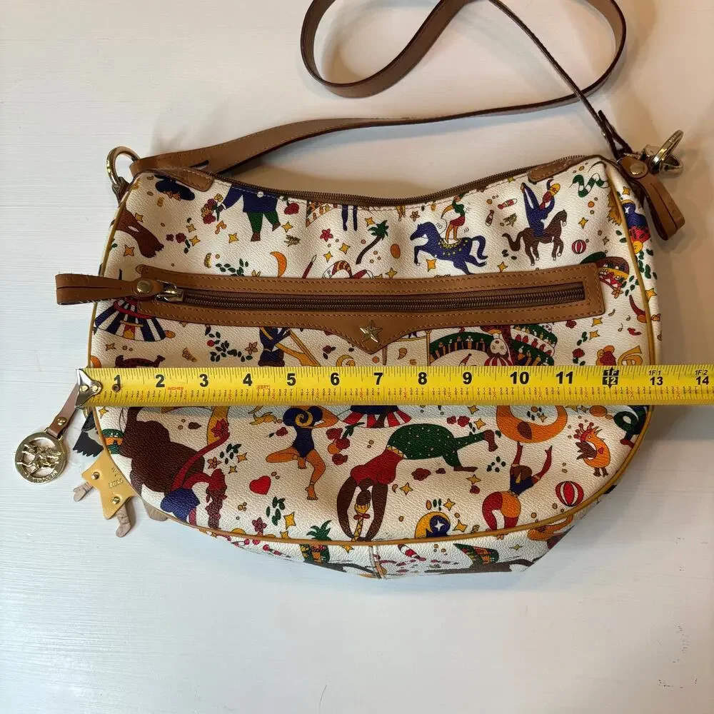 Piero Guidi Magic Circus Cream Shoulder Crossbody Bag w/ Doll Charm Italy